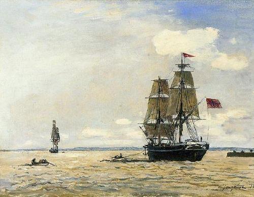 Norwegian Naval Ship Leaving the Port of Honfleur, Johann Barthold Jongkind